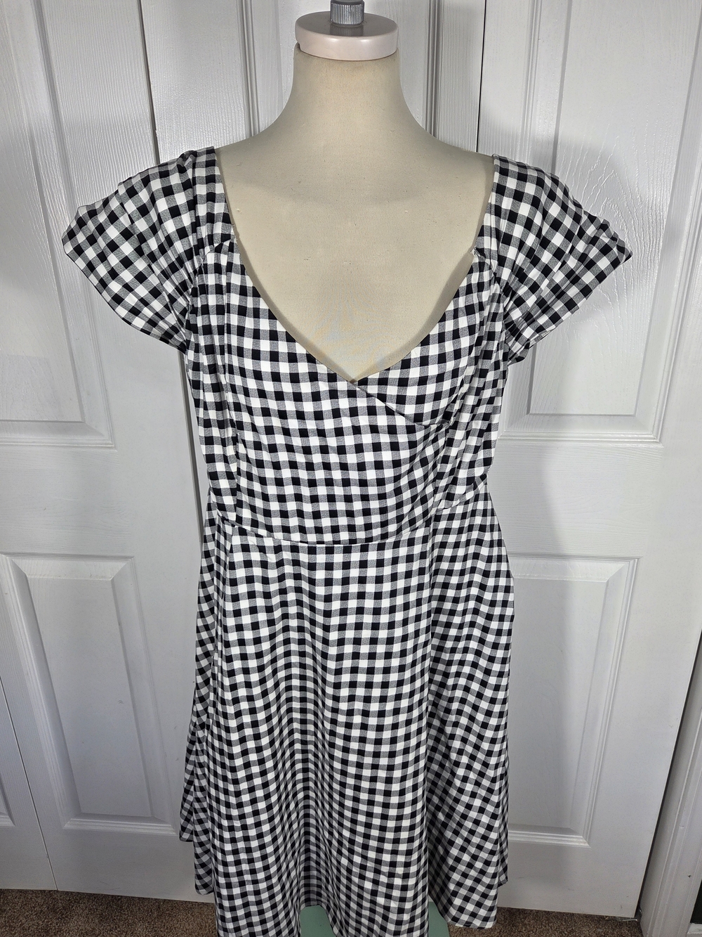 Torrid Retro Chic Gingham Dress Size 16 Black White Fit Flare Pinup